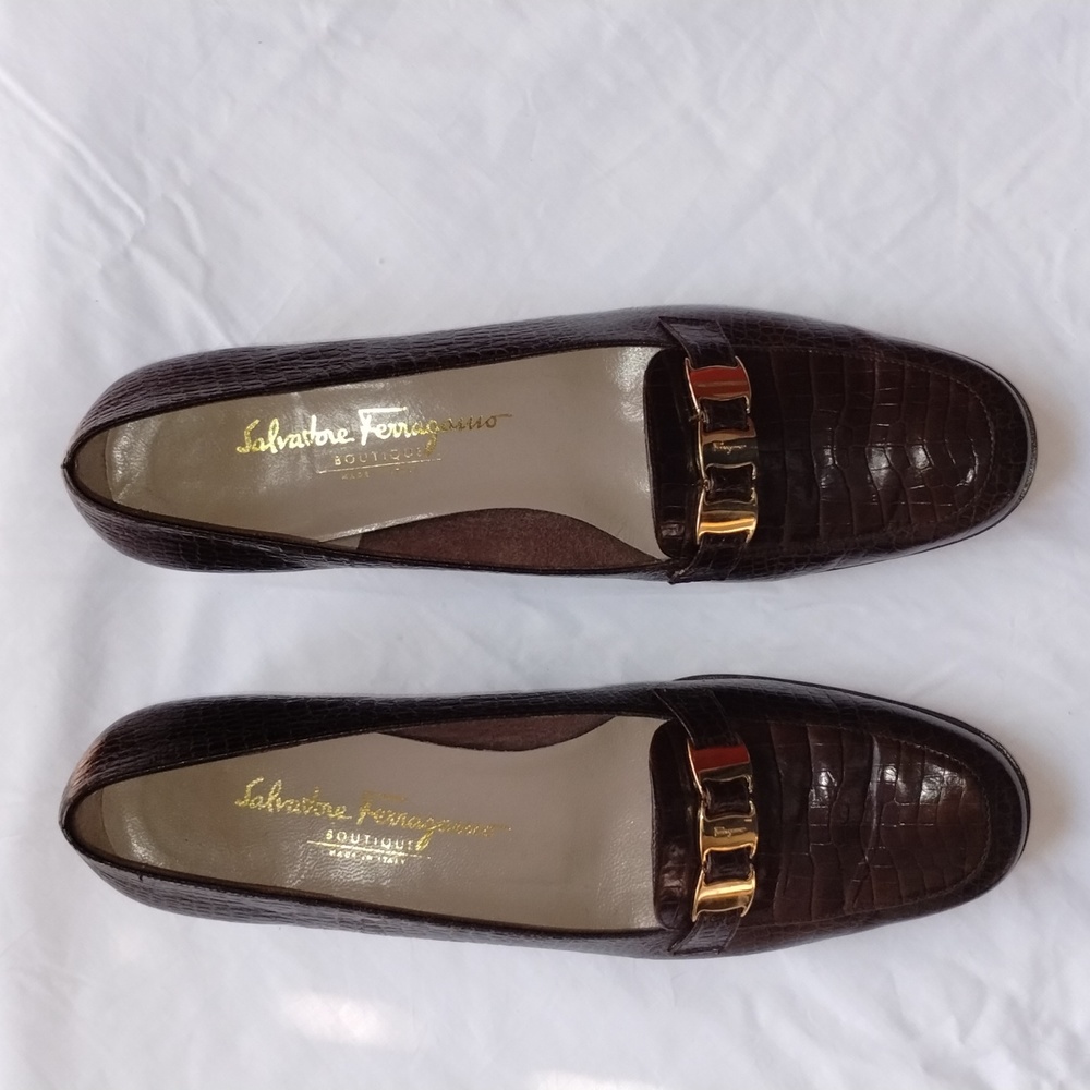 Salvatore Ferragamo Croc-Style Dark brown shoes
